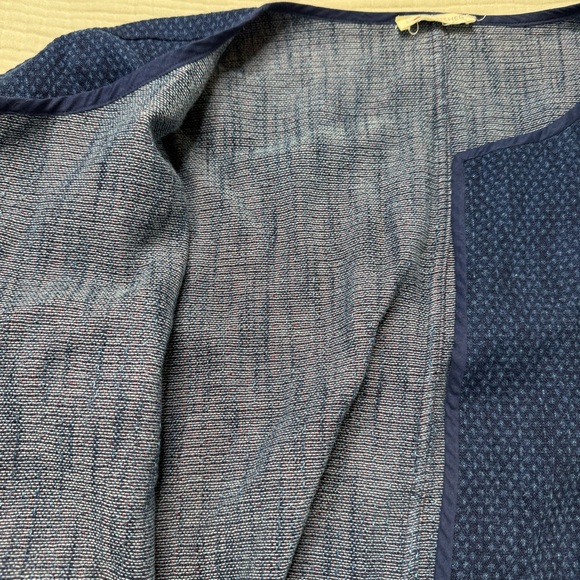 Eileen Fisher Blue open front kimono jacket round neck textured - Picture 2 of 8